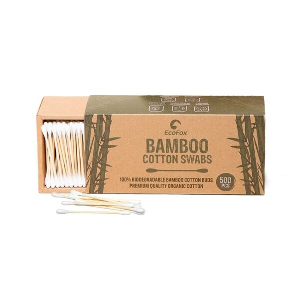 Bamboo Cotton Swabs 500 Count | Biodegradable & Organic Wooden Cotton Buds | Double Tipped Ear Sticks | 100% Eco-Friendly & Natural | Perfect for Ear Wax Removal, Arts & Crafts, Removing Dust & Dirt