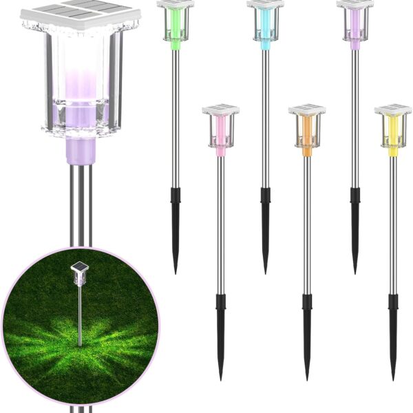 Garden Lights, 6 Pack Solar Pathway Lights Solar Outdoor Lights Waterproof and Ultra-Bright LED Landscape Lighting